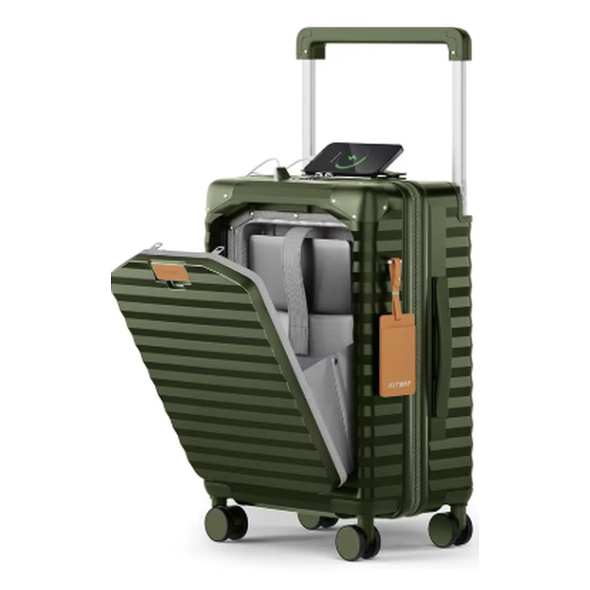 Malmo — Vert olive — valise ouverte