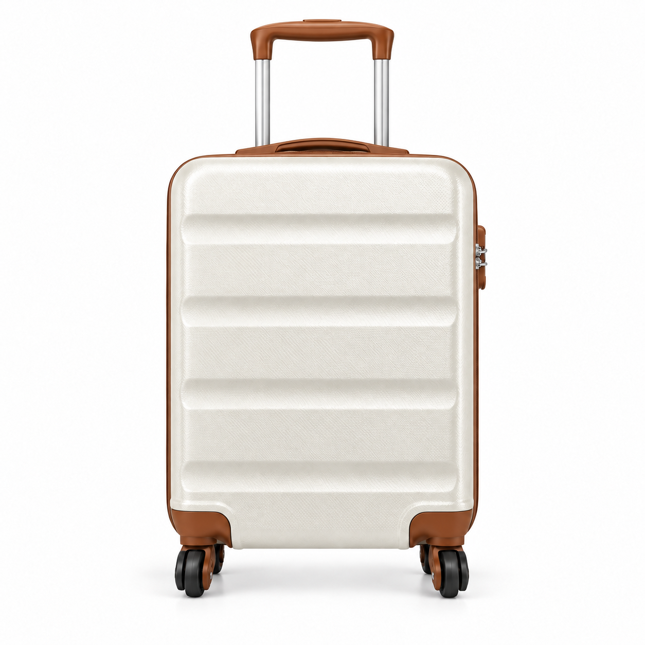 Mora — valise cabine rigide — Blanc & camel, vue de face
