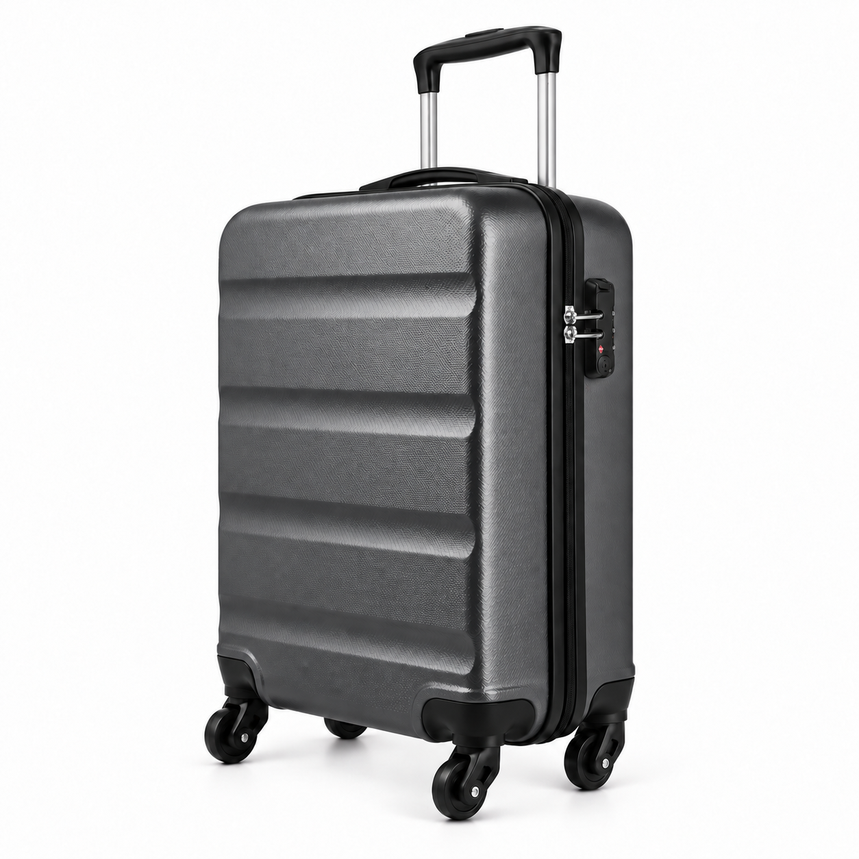 Mora — valise cabine rigide — Gris, profil et serrure