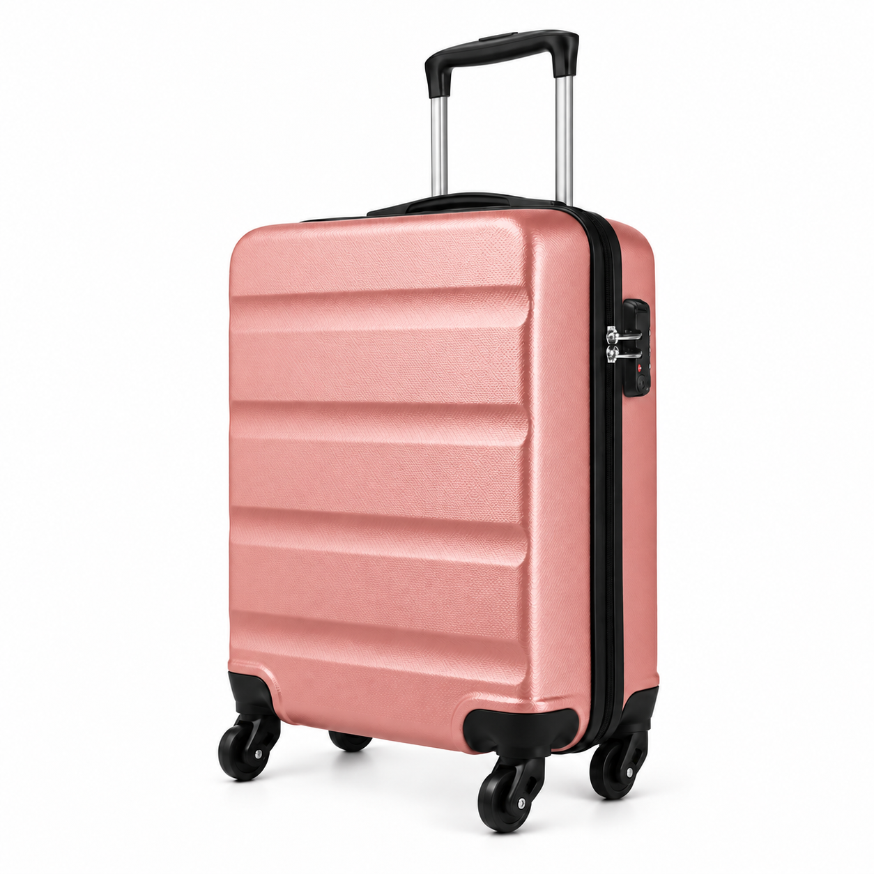 Mora — valise cabine rigide — Rose, vue de trois quarts