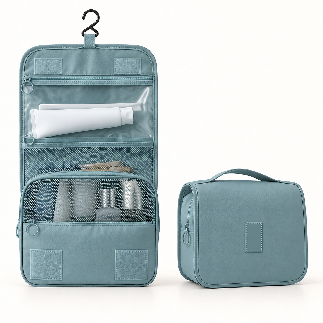 Kyoto — Bleu clair — trousse ouverte et fermée