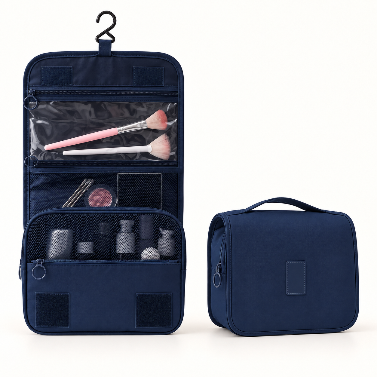 Kyoto — Bleu marine — trousse ouverte et fermée
