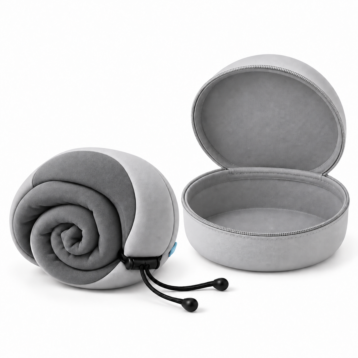 Lisbonne — Gris — coussin roulé et étui ouvert