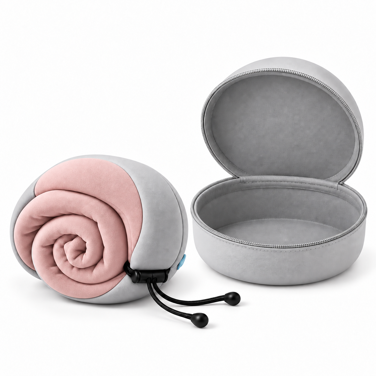 Lisbonne — Rose — coussin roulé et étui ouvert