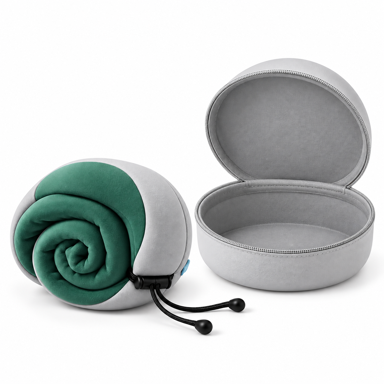 Lisbonne — Vert — coussin roulé et étui ouvert