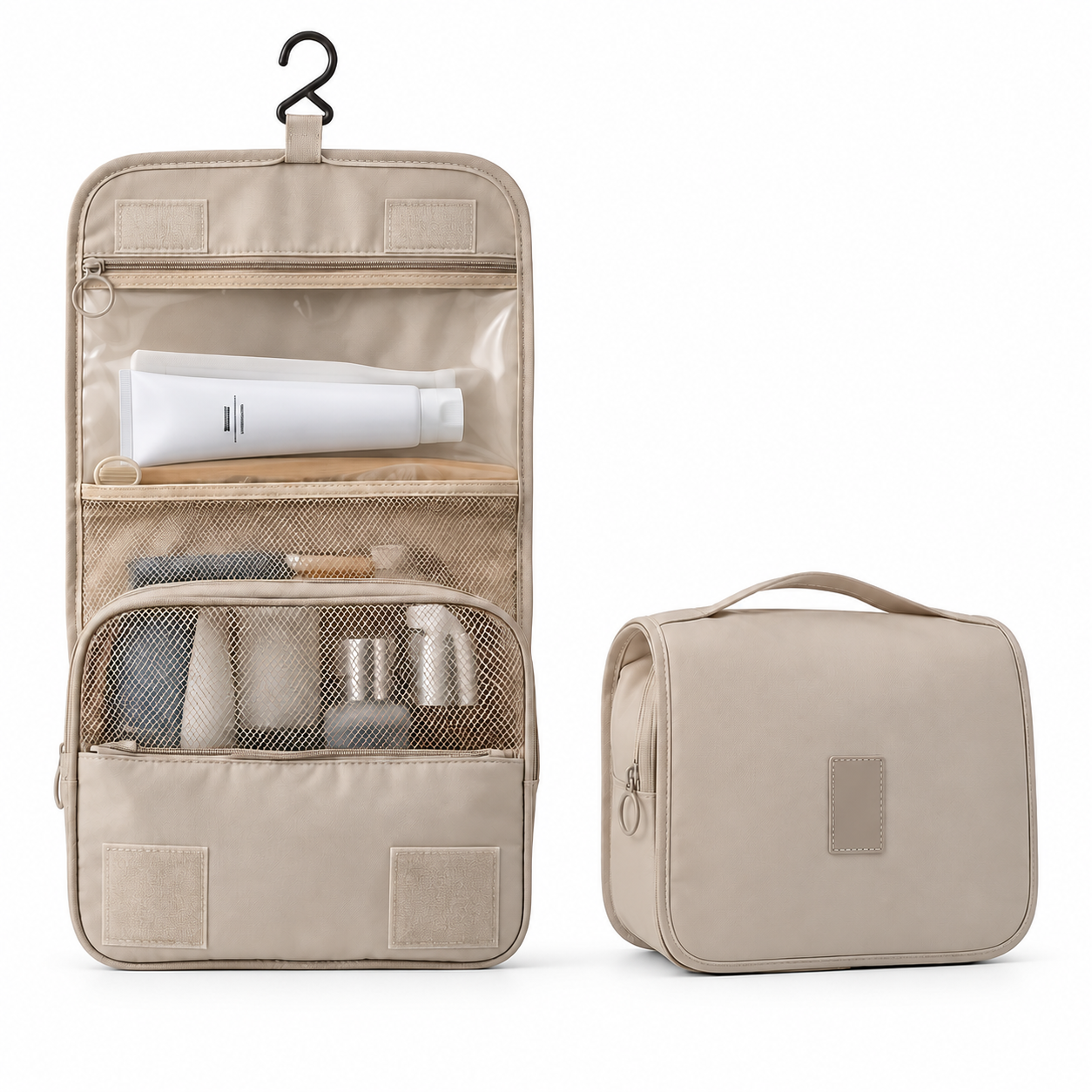 Kyoto — Beige — trousse ouverte et fermée