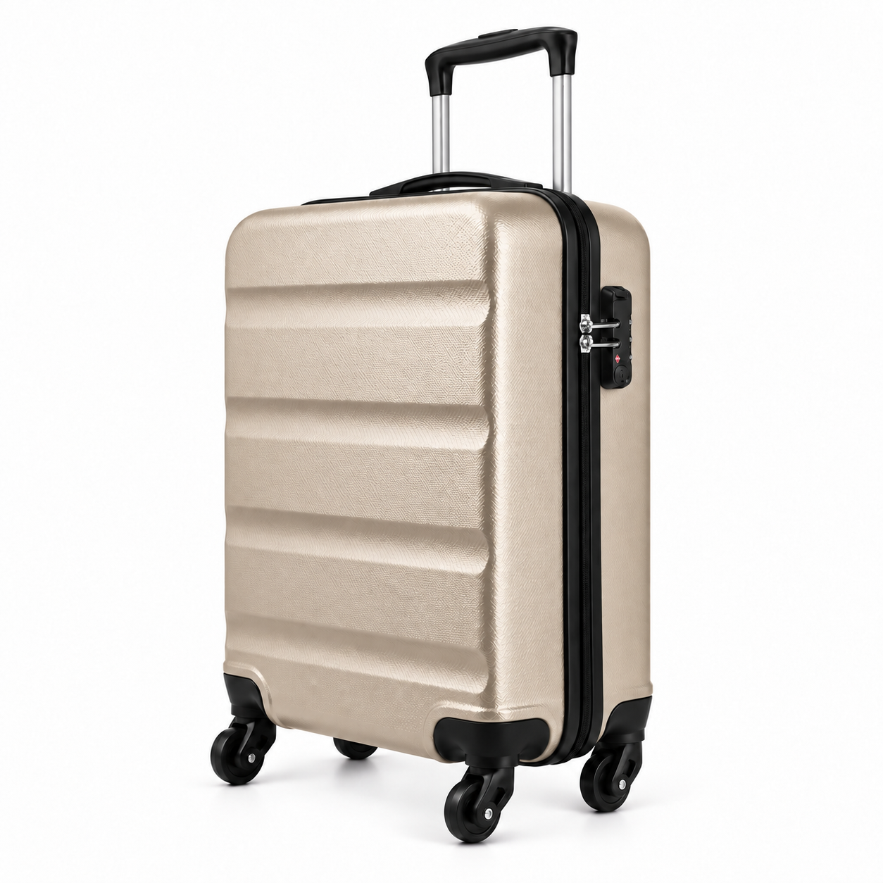 Mora — valise cabine rigide — Beige, profil et serrure