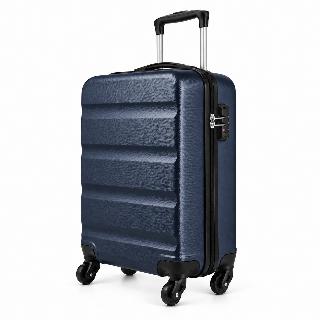 Mora — valise cabine rigide — Bleu marine, profil et serrure