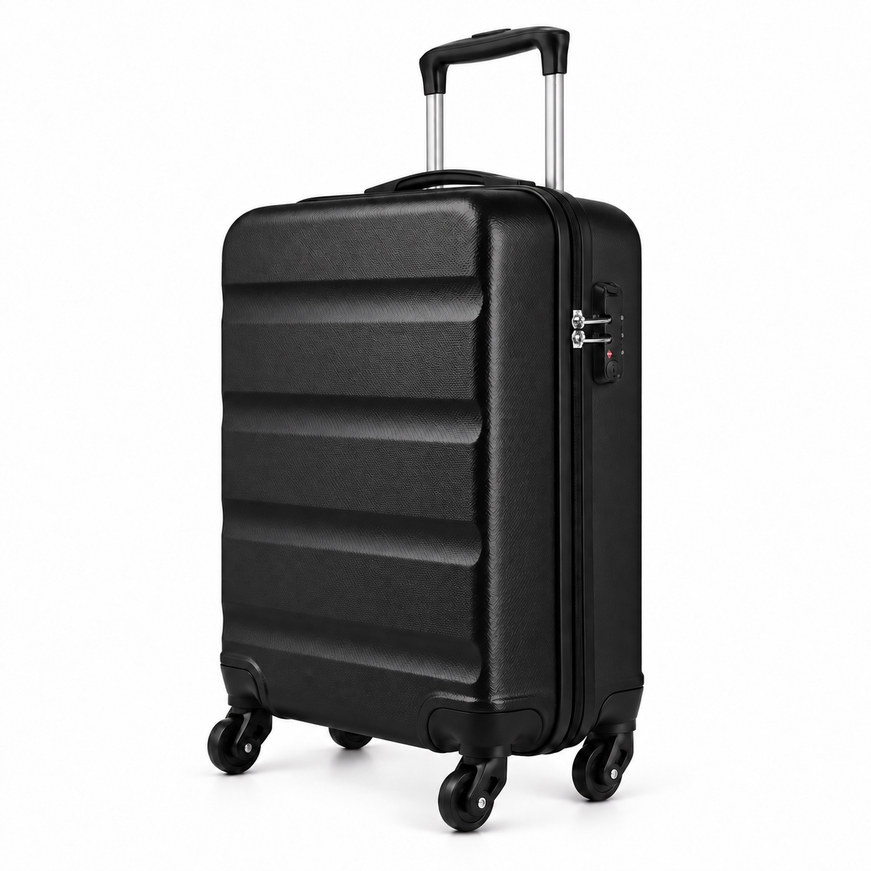 Mora — valise cabine rigide — Noir, profil et serrure