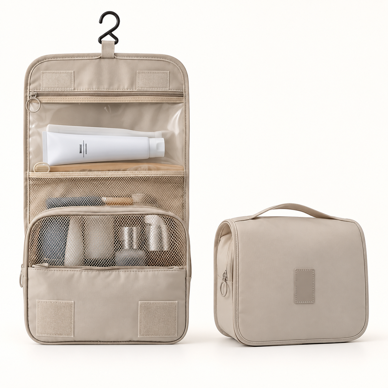 Kyoto — Beige — trousse ouverte et fermée