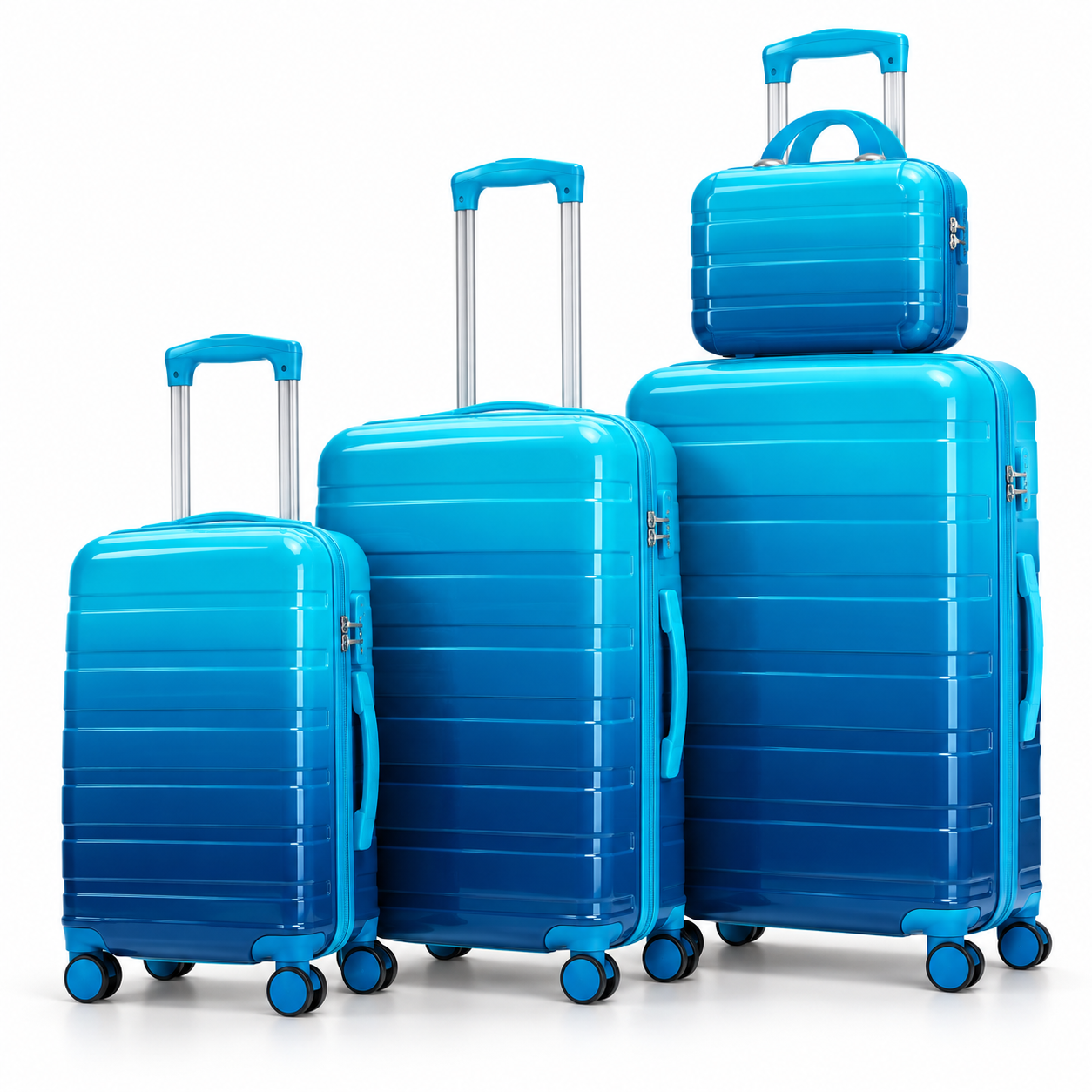 Miami — Océan — ensemble de trois valises et vanity sur fond blanc